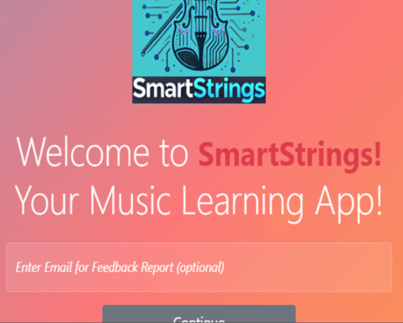 SmartStrings music-learning application welcome screen